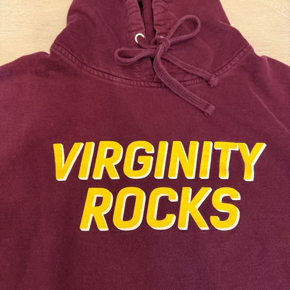 Oversized Burgandy and Yellow Long Sleeve Sweatshirt Virginity Rocks - Picture 3 of 7